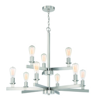  53129-BNK - Chicago 9 Light Chandelier in Brushed Polished Nickel