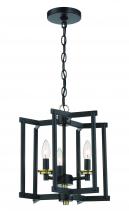  56953-FBSB - Avante Grand 3 Light Cage Convertible Semi Flush/Pendant in Flat Black/Satin Brass