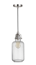  P833PLN1-C - State House 1 Light Clear Cylinder Mini Pendant in Polished Nickel